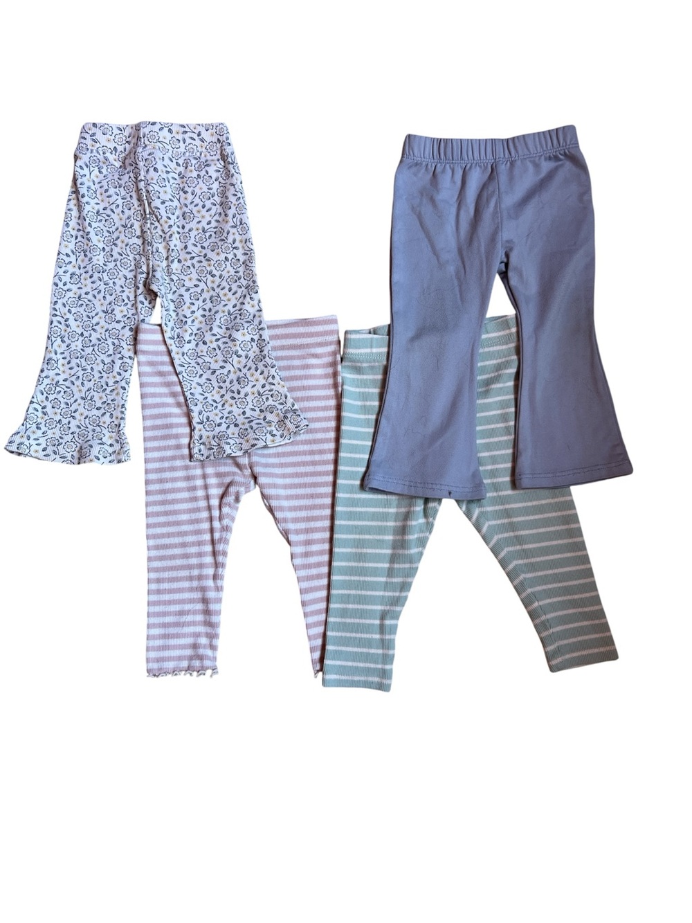 Infant Flared & Striped Leggings - Lavender, Light Blue, White